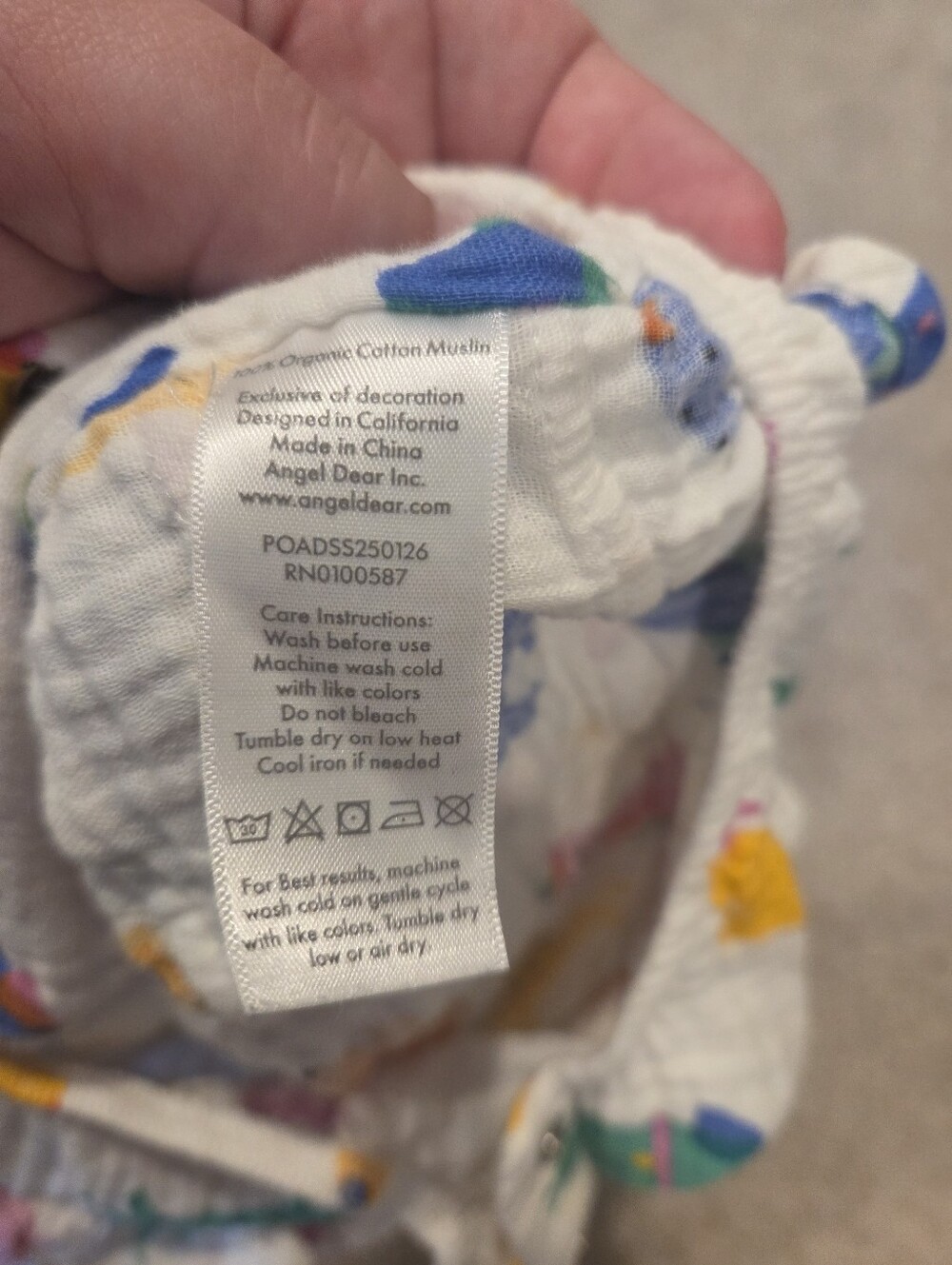 Angel Dear Organic Cotton Muslin Romper 3-6 Months - Picture 4 of 4